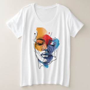 Visage artistique abstrait en lignes fluides