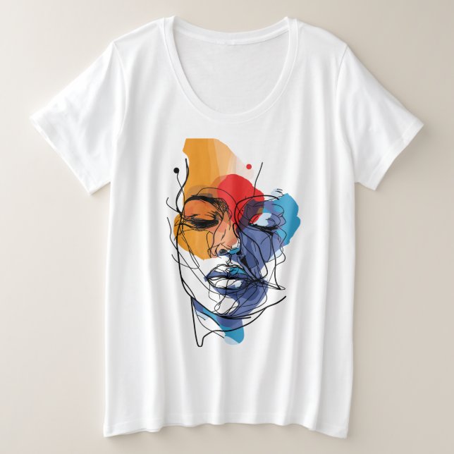 Visage artistique abstrait en lignes fluides (Design devant)