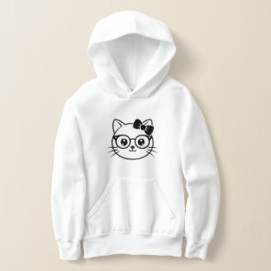 Visage de chat mignon et nerd avec lunettes et nœu