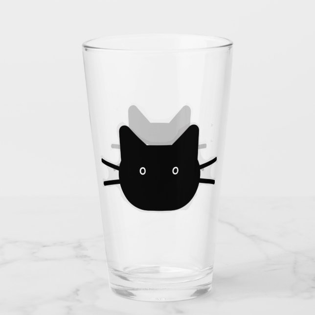 Visage de chat noir Design Verre à boire (Devant)