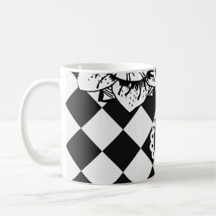 Visage de Fleur à Damier   Tasse à Café Surréalist
