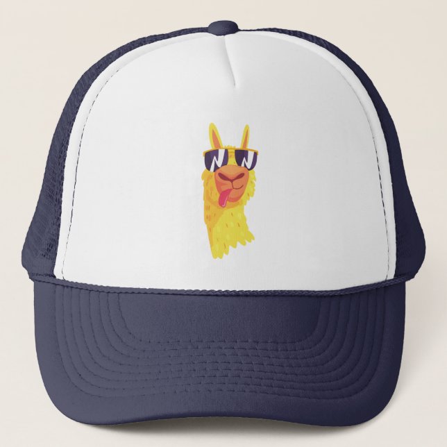 Visage de lama drôle avec lunettes Casquette de ca (Devant)