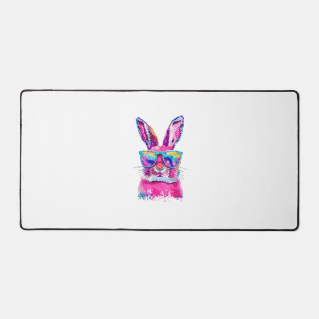 Visage de lapin avec lunettes Tie Dye Joyeuse fête (Recto)