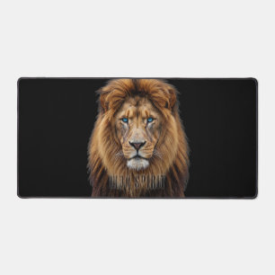 Visage de lion majestueux aux yeux bleus Faune A