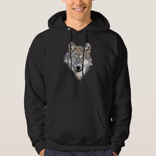 Visage de loup sur le sweat - shirt à capuche pour (Devant)