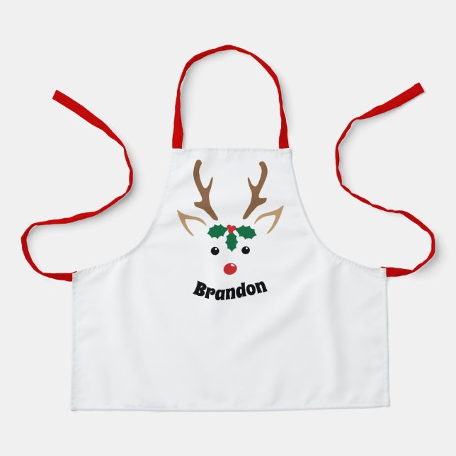 Visage de Renne Mignon | Tablier de Noël Personnal (Recto)