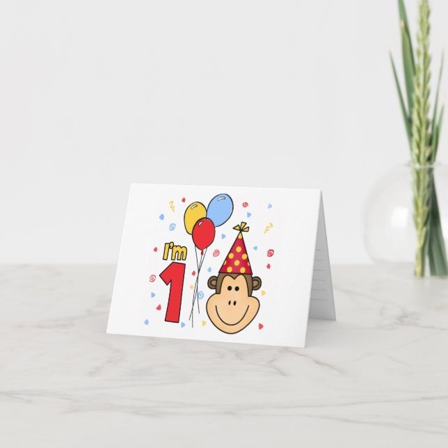 Visage de singe Premier anniversaire Invitation de (Devant)