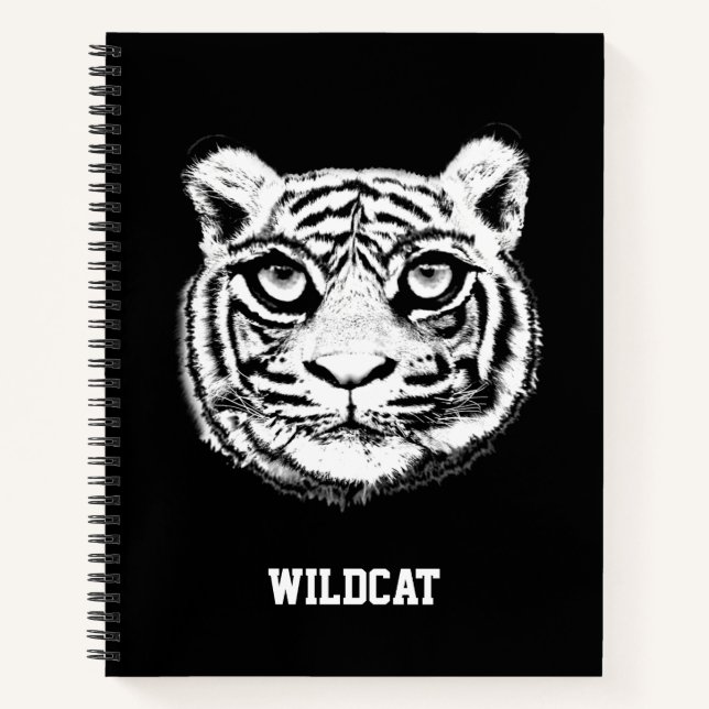 Visage de tigre sauvage sur cahier noir (Devant)