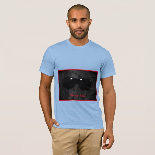 Visage doré : Bleu bébé - T-shirt cou crémeux (Devant entier)