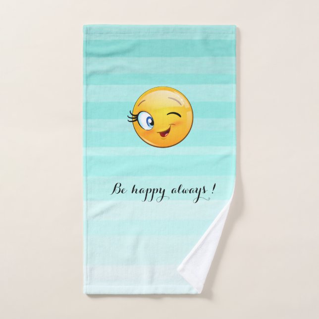 Visage Émoticône Clin d'œil - Soyez heureux toujo (Serviette à main)