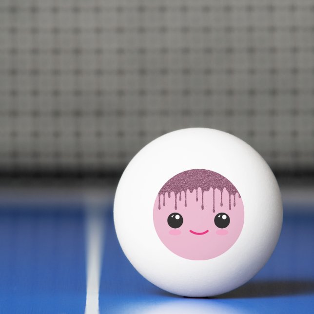 Visage Kawaii Heureux Balle de Ping Pong à Cheveux (Filet)