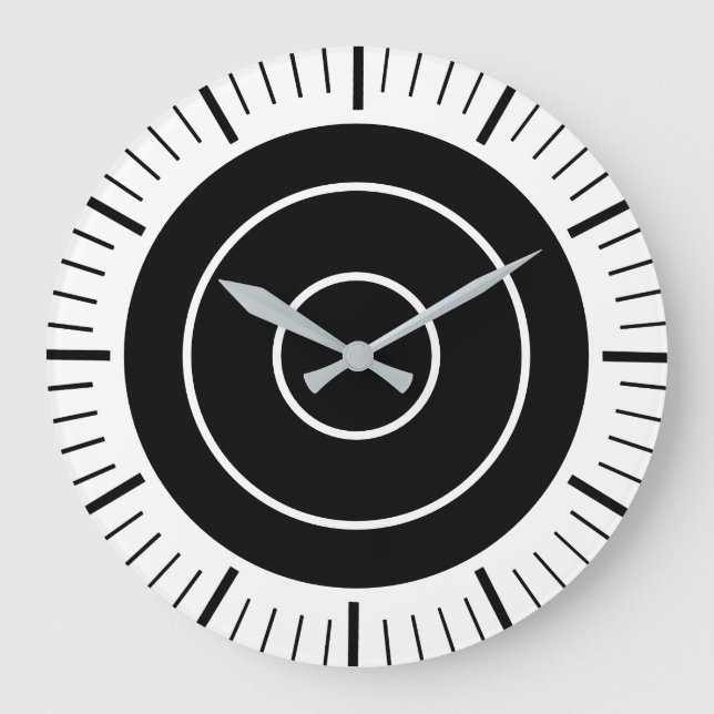 Visage Ovale Sans Chiffres - Horloge Noir et Blanc (Recto)
