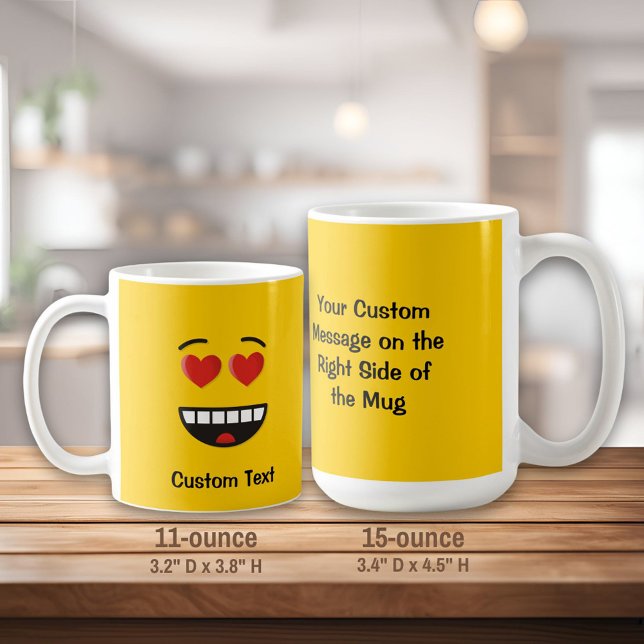 Visage souriant aux yeux en forme de coeur Mug caf (Créateur téléchargé)