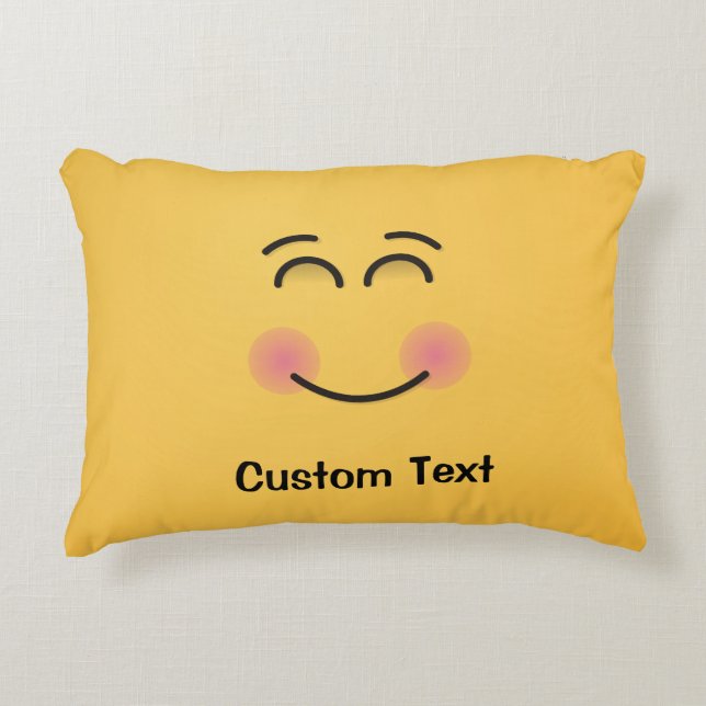 Visage souriant avec yeux souriants Coussin décora (Devant)