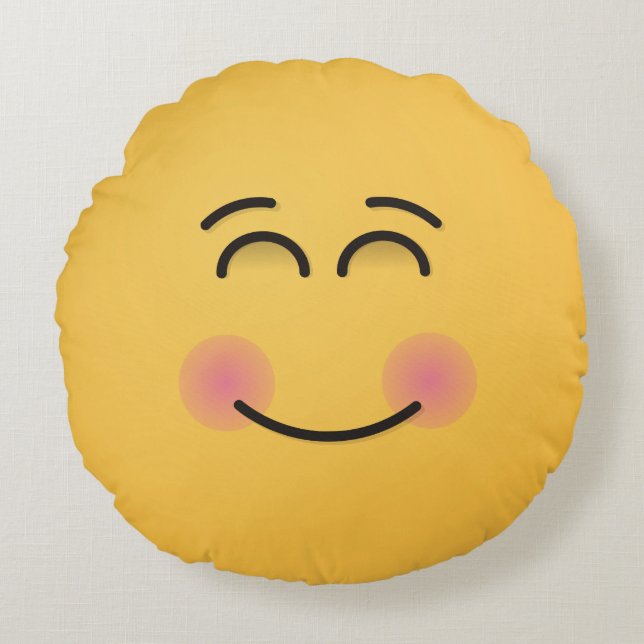 Visage souriant avec yeux souriants Coussin rond (Devant)
