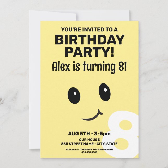 Visage souriant mignon Invitation Anniversaire (Devant)