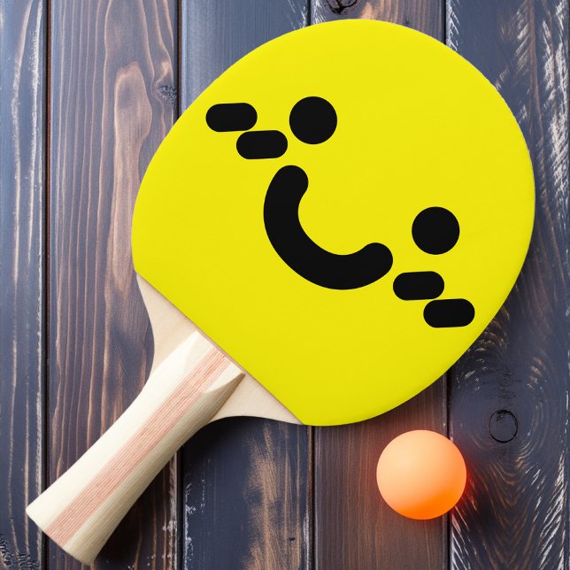 Visage Souriant Mignon Raquette de Ping Pong Jaune (Créateur téléchargé)