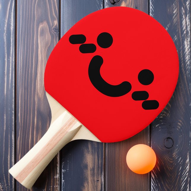 Visage Sourire Mignon Raquette de Ping Pong Rouge (Créateur téléchargé)