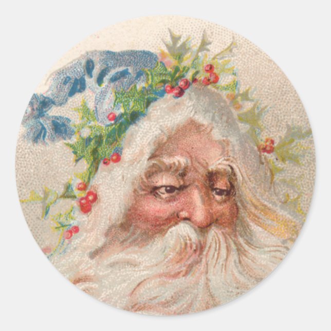 Visage vintage du Père Noël avec Sticker Casquette (Devant)