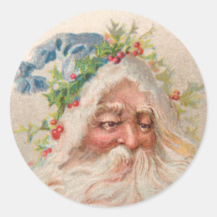 Visage vintage du Père Noël avec Sticker Casquette