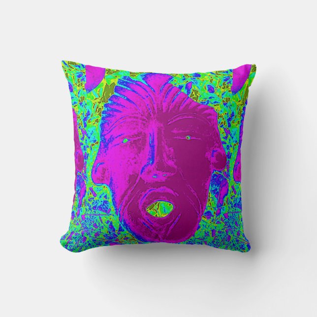 visage violet sur coussin vert (Recto)
