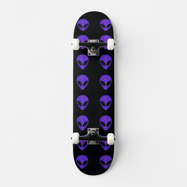 Visages Aliens - Skateboard violet (Recto)