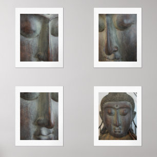 Visages de Bouddha ensemble de quatre Naturels