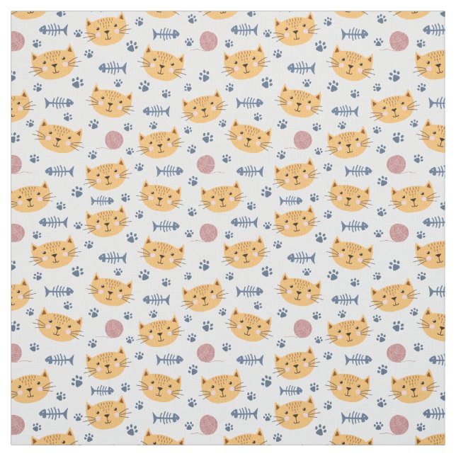 Visages de chat avec os de poisson coudre tissu po (Échantillon)