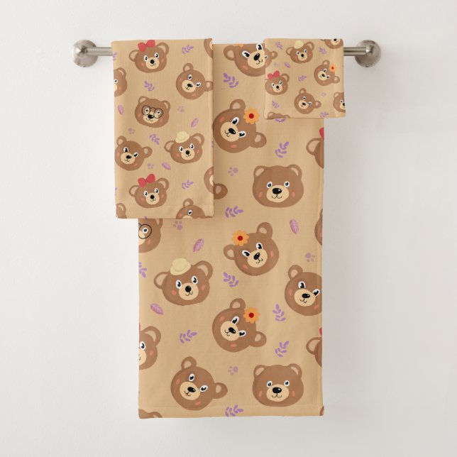 Visages d'ours modernes sur beige clair (En situation)