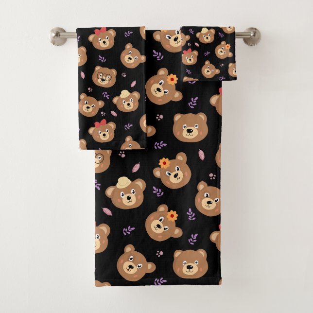 Visages d'ours modernes sur fond noir (En situation)