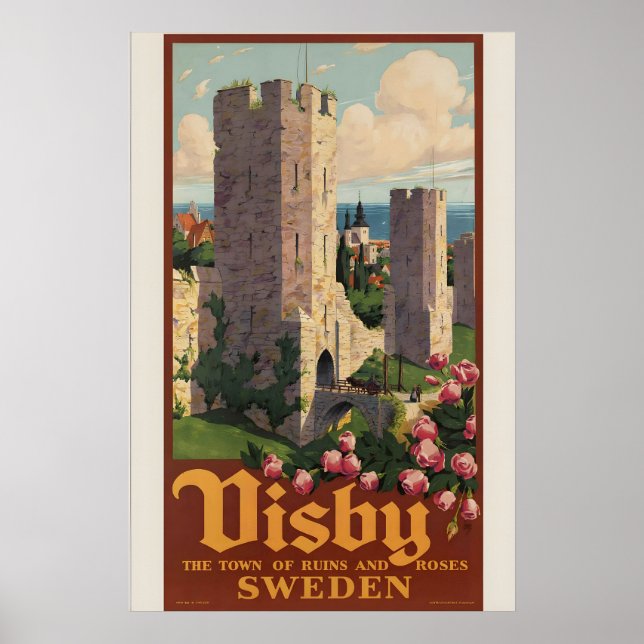 Visby Gotland Suède Affiche de voyage vintage (Devant)