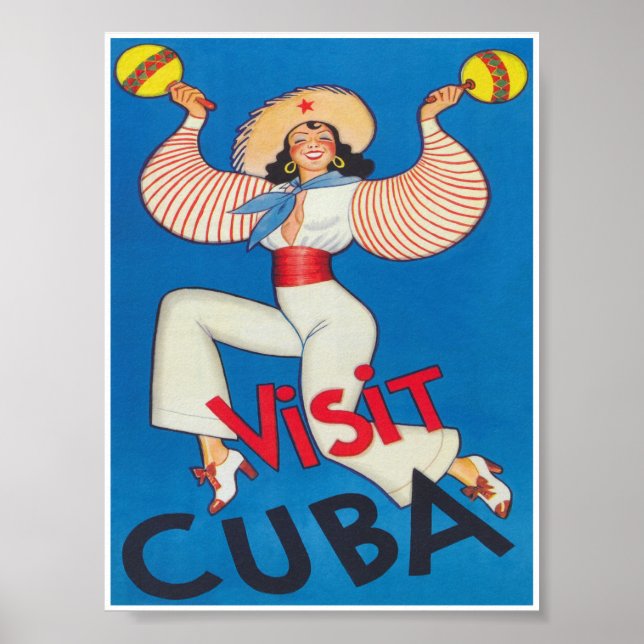 Visit Cuba Retro Vintage Travel Poster (Devant)