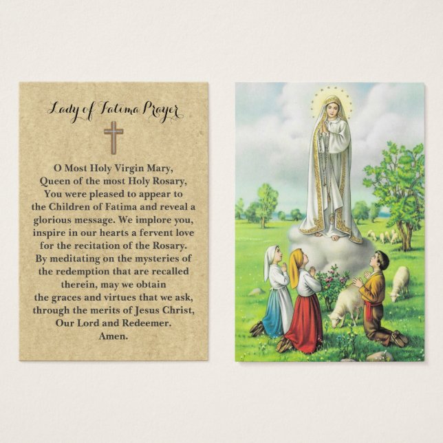 Visite 100 x Cartes de prière de la Dame de Fatima (Devant & derrière)