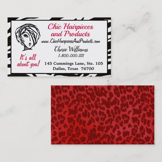 Visite "Accessoires de cheveux chic & Produits” Carte de  (Devant / Derrière)