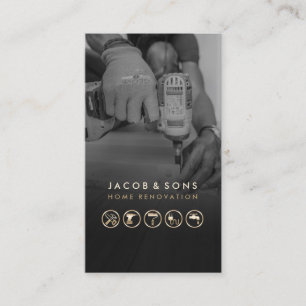Visite Accueil Rénovation Gold Icons Handyman Carte de vi