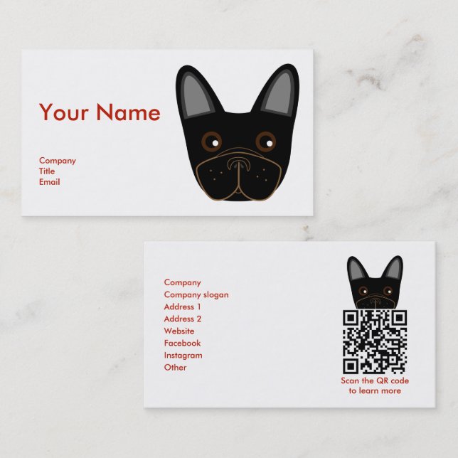 Visite Adorable Visage de Chien-taureaux français - Carte (Devant / Derrière)