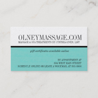 Visite affaires bleues de carte de massage et de contact