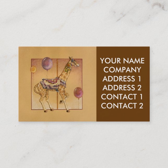 Visite Affaires - carte de profil, - girafe de carrousel (Devant)