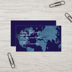 Visite Agent de voyage avec carte du monde bleue
