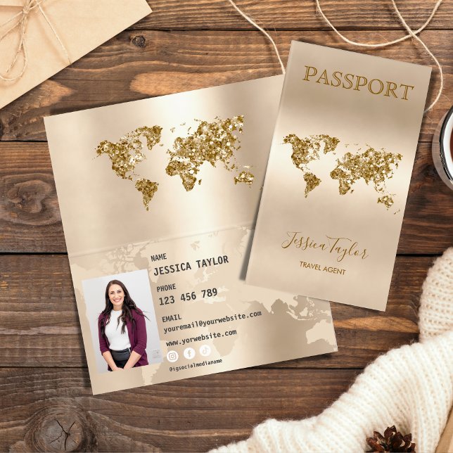 Visite Agent de voyage Carte du monde de passeport Insére (passport like business card for travel agents)