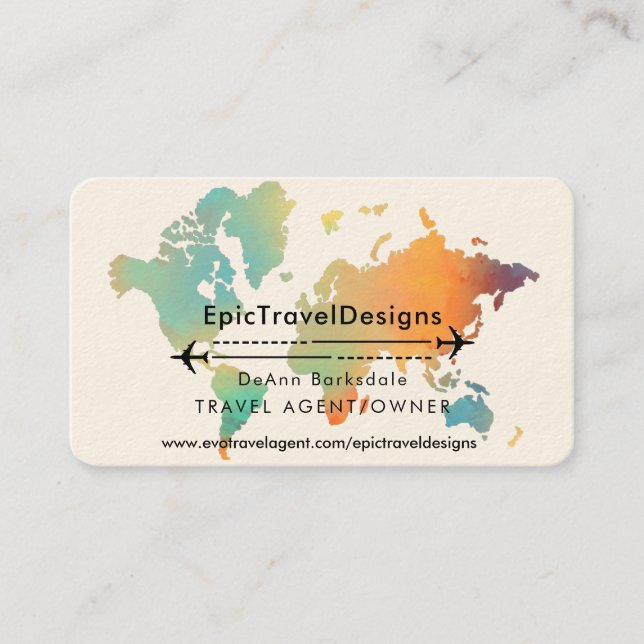 Visite Agent de voyage Carte du monde Vacances Eau Turquo (Devant)