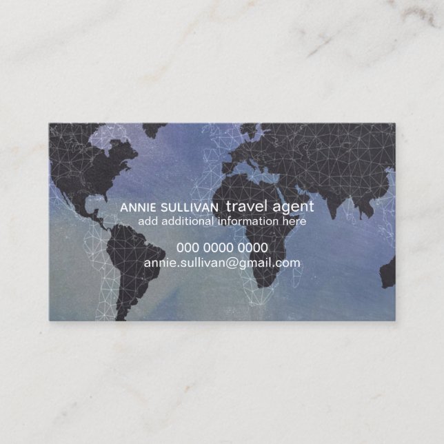 Visite Agent de voyage de carte du monde noir moderne (Devant)