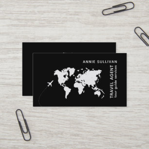 Visite Agent de voyage . noir avec carte du monde