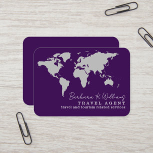 Visite Agent de voyages élégant carte du monde violet