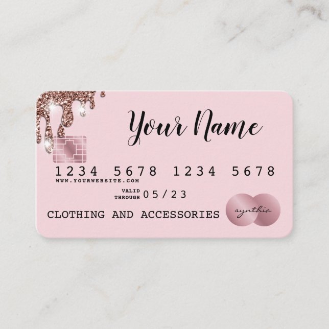 Visite Ajouter votre logo Carte de crédit Rose Styled Gol (Devant)