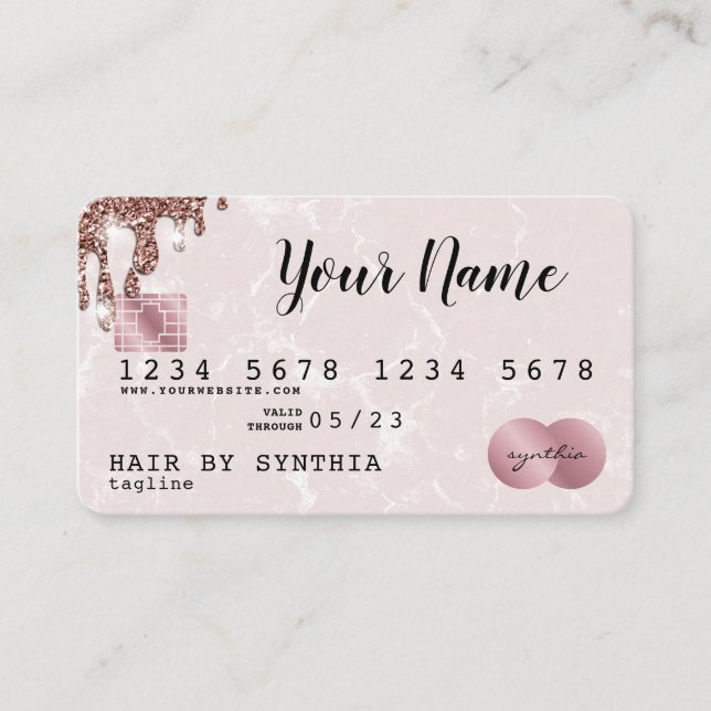 Visite Ajouter votre logo Carte de crédit Rose Styled Gol (Devant)