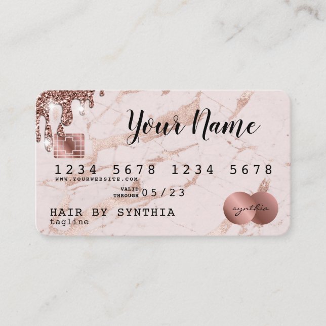 Visite Ajouter votre logo Carte de crédit Rose Styled Gol (Devant)