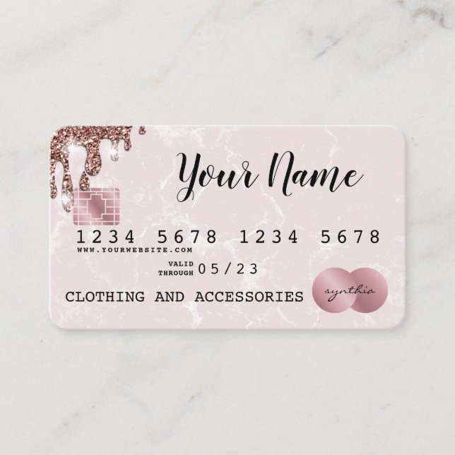 Visite Ajouter votre logo Carte de crédit Rose Styled Gol (Devant)