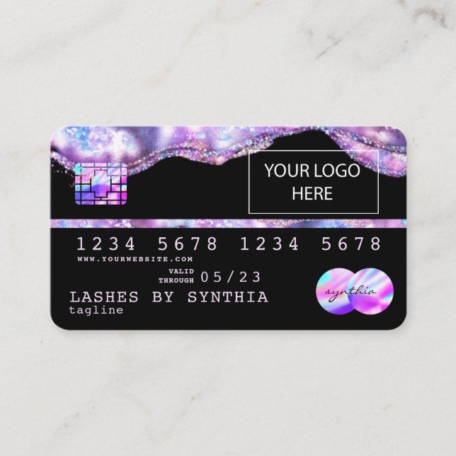 Visite Ajouter Votre Logo Carte de crédit Styled Opal Iri (Devant)
