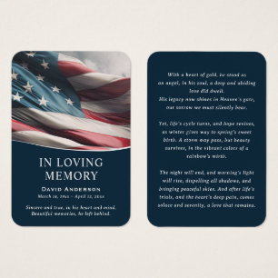 Visite American Flag Blue Photo Memorial - Cartes de priè